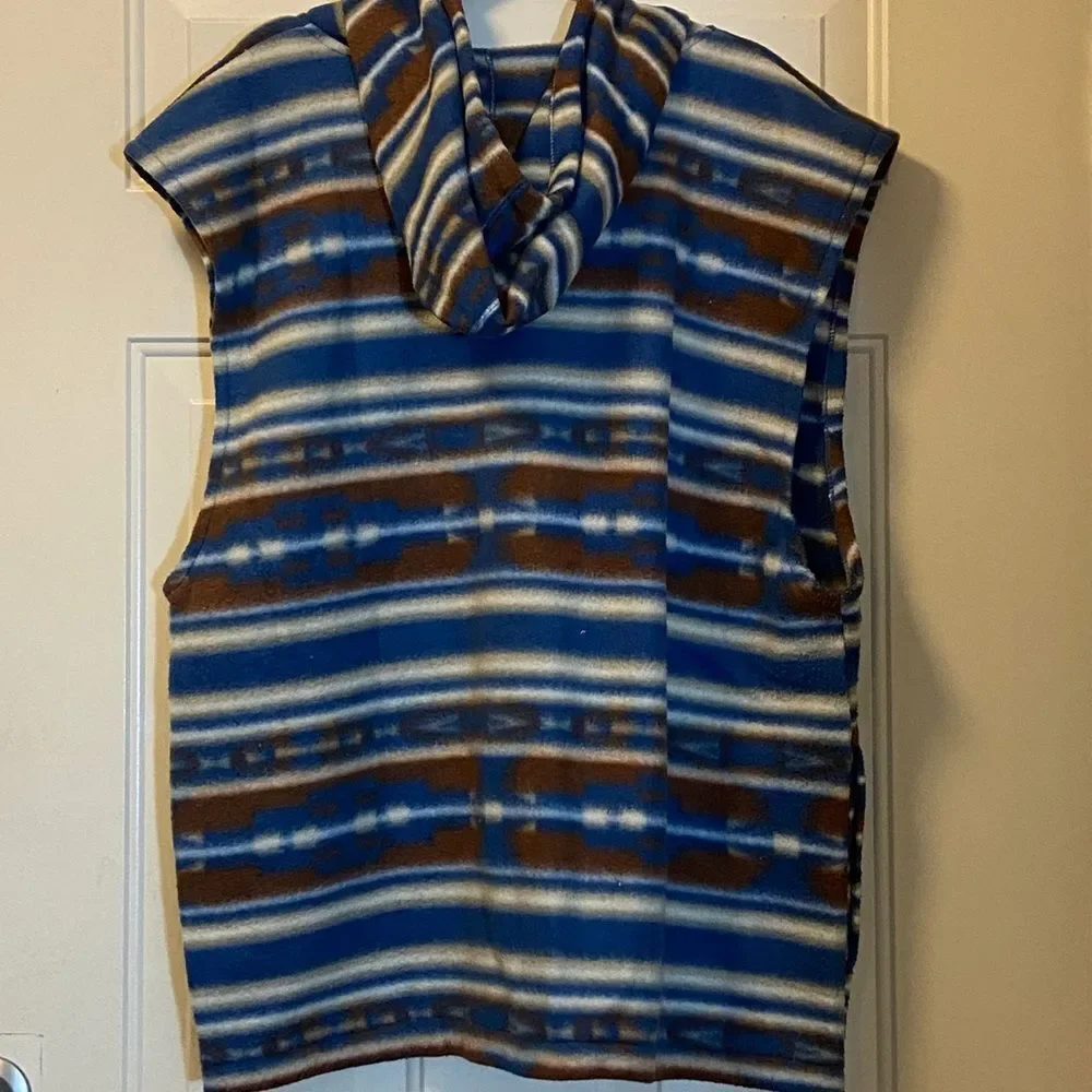 BLA ZER FIRENZE Cozy Hooded Vest with Stripes Size L